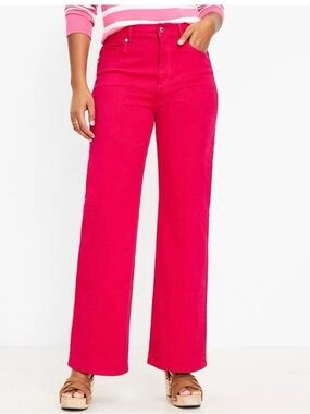 Loft Magenta High-Waist Wide Leg Jeans 12/31